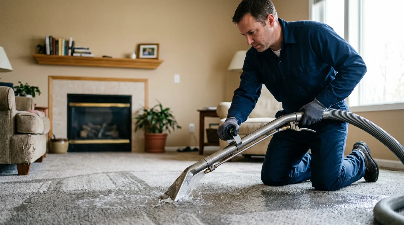 Water damage restoration technician working near East Grand Rapids, MI